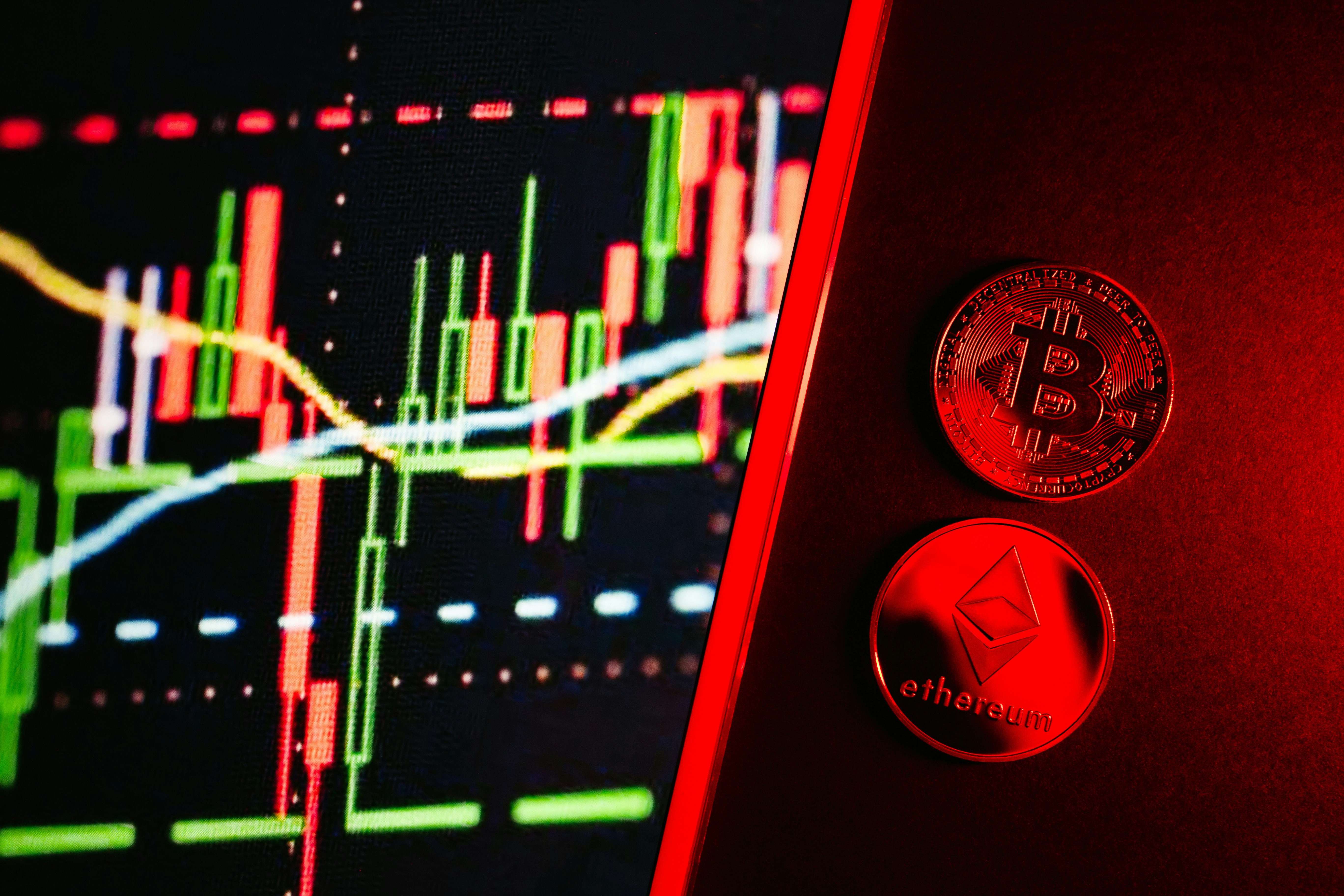 Crypto chart and coins